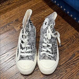 Converse Black and White Croc-Pattern High-Tops